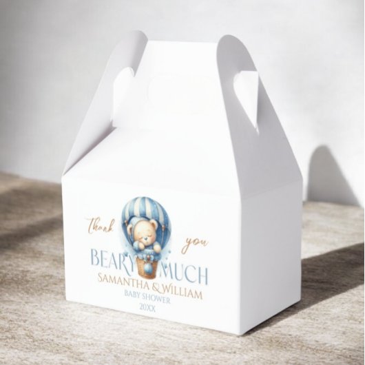 Teddybeer Blauwe Hete Luchtballon Bedankdoosjes