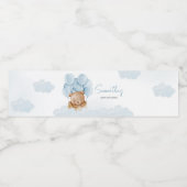 Teddybeer Blauwe Hete Luchtballon Waterfles Etiket (Enkel label)