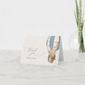 Teddybeer, blauwe heteluchtballon, Baby shower Bedankkaart (Voorkant)
