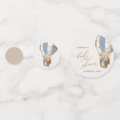 Teddybeer, blauwe heteluchtballon, Baby shower Confetti (Voorkanten)