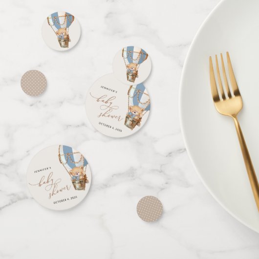 Teddybeer, blauwe heteluchtballon, Baby shower Confetti (Groep)