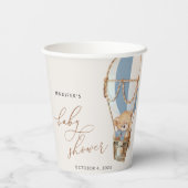 Teddybeer, blauwe heteluchtballon, Baby shower Papieren Bekers (Achterkant)