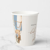 Teddybeer, blauwe heteluchtballon, Baby shower Papieren Bekers (Rechts)