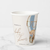 Teddybeer, blauwe heteluchtballon, Baby shower Papieren Bekers (Voorkant)