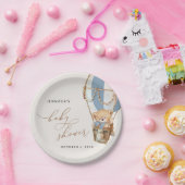 Teddybeer, blauwe heteluchtballon, Baby shower Papieren Bordje (Feest)