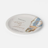 Teddybeer, blauwe heteluchtballon, Baby shower Papieren Bordje (Gekanteld)