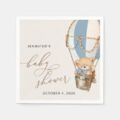 Teddybeer, blauwe heteluchtballon, Baby shower Servet (Voorkant)