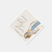 Teddybeer, blauwe heteluchtballon, Baby shower Servet (Hoek)