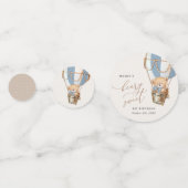 Teddybeer, blauwe heteluchtballon, eerste verjaard confetti (Voorkanten)