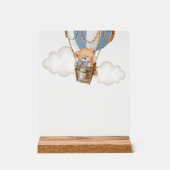 Teddybeer, blauwe heteluchtballon, Momosa Bar Acryl Bord (Voorkant)