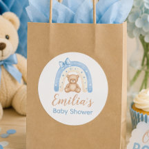 Teddybeer Blauwe Regenboog Jongen Baby Shower
