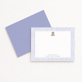 Teddybeer Blauwe Streep Preppy Kraam Briefkaart