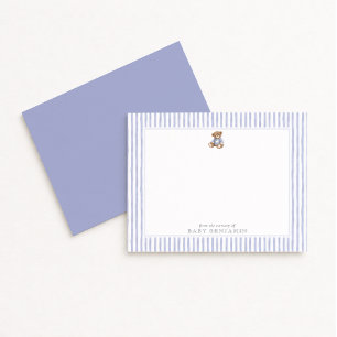 Teddybeer Blauwe Streep Preppy Kraam Briefkaart