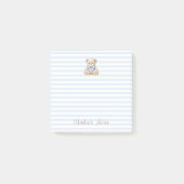 Teddybeer & Blauwe Strepen Aangepaste Naam Script  Post-it® Notes (Voorkant)