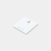 Teddybeer & Blauwe Strepen Aangepaste Naam Script  Post-it® Notes (Schuin)