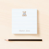 Teddybeer & Blauwe Strepen Aangepaste Naam Script Post-it® Notes
