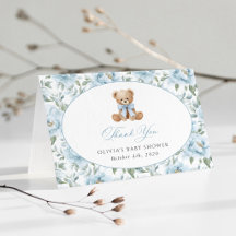Teddybeer, Blauwe Strik, Blauwe Bloemen, Baby Show