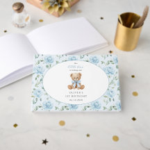 Teddybeer, Blauwe Strik, Blauwe Bloemen, Eerste Ve
