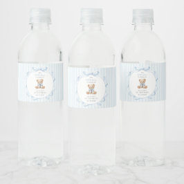 Teddybeer, Blauwe Strik, Blauwe Strepen, Eerste Ve Waterfles Etiket