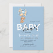 Teddybeer blauwe uitnodigingen (Voorkant)