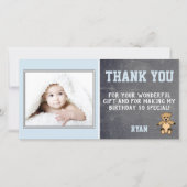 Teddybeer Blauwe Verjaardag Dankjewel Fotokaart Ki Bedankkaart (Voorkant)