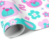 Teddybeer bloemen 2e verjaardag naam cadeau papier (Rol Hoek)