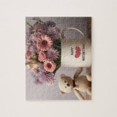 Teddybeer, Bloemen & Koffie Mok - Jigasaw Puzzel Legpuzzel (Verticaal)