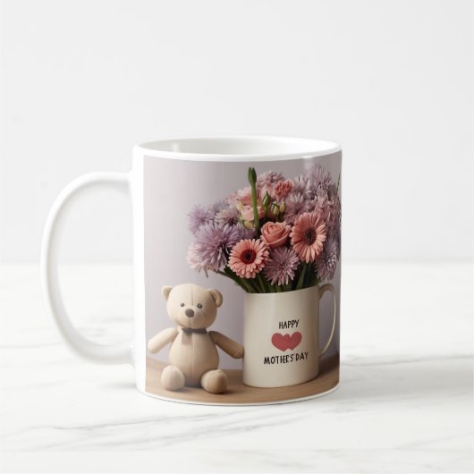 Teddybeer, Bloemen & Koffie Mok Moederdag Gift (Links)