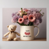 Teddybeer, Bloemen & Koffie Mok Poster (Voorkant)
