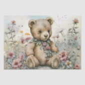 Teddybeer Bloemen Waterverf Tissuepapier (Voorkant)