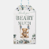 Teddybeer Bloemensalie Groen Neutraal Dank u Cadeaulabel (Voorkant)