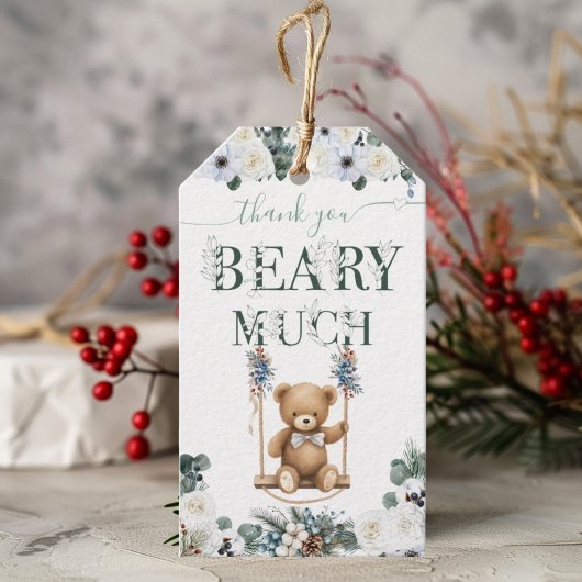 Teddybeer Bloemensalie Groen Neutraal Dank u Cadeaulabel