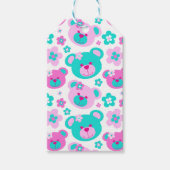 Teddybeer bloemroze aqua cadeau label cadeaulabel (Voorkant)