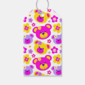 Teddybeer bloemroze geel paarse cadeau label cadeaulabel (Voorkant)