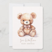 Teddybeer Blokken Baby Shower Kaart (Achterkant)