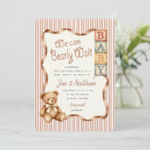 Teddybeer Blokken Baby Shower Kaart (Staand voorkant)