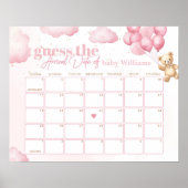 Teddybeer blush roze Raad de vervaldatum kalender Poster (Voorkant)