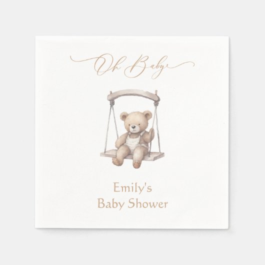 Teddybeer  Boho Baby shower Servet (Voorkant)