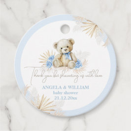 Teddybeer Boho Blue Boy Bedankt Baby shower Bedankjes Labels