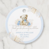Teddybeer Boho Blue Boy Bedankt Baby shower Bedankjes Labels (Voorkant)