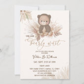 Teddybeer Boho Pampas Brown Baby shower Kaart (Voorkant)