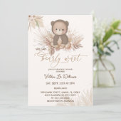 Teddybeer Boho Pampas Brown Baby shower Kaart (Staand voorkant)