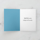 Teddybeer bouwt een sneeuwpop feestdagen kaart (Binnen)