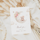 Teddybeer boven de maan neutrale babyshower  bedankkaart