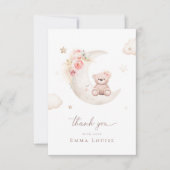 Teddybeer boven de maan neutrale babyshower  bedankkaart (Voorkant)