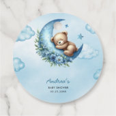 Teddybeer boven het Baby shower Bedankjes Labels (Achterkant)