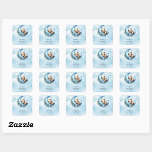 Teddybeer boven het Baby shower Vierkante Sticker