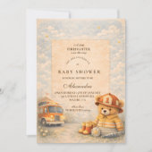 Teddybeer Brandweerman Baby Shower Kaart (Voorkant)