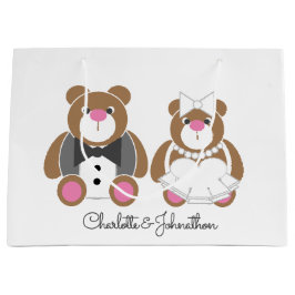 Teddybeer bruiloft schattig wit groot cadeauzakje