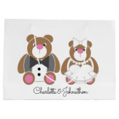 Teddybeer bruiloft schattig wit groot cadeauzakje (Achterkant)